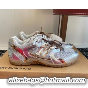 Good Looking New Balance x Miu Miu 530 Sneakers in Leather and Mesh Silver 50603128
