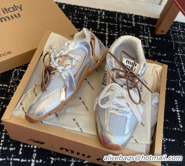 Good Looking New Balance x Miu Miu 530 Sneakers in Leather and Mesh Silver 50603128