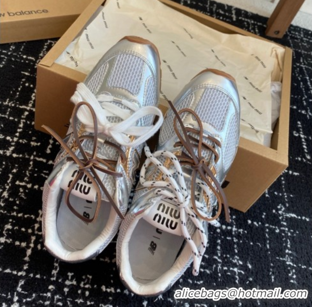 Good Looking New Balance x Miu Miu 530 Sneakers in Leather and Mesh Silver 50603128
