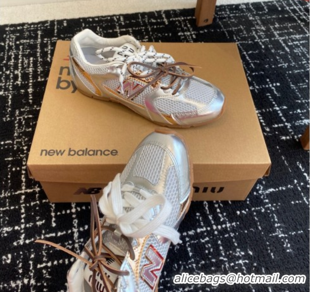 Good Looking New Balance x Miu Miu 530 Sneakers in Leather and Mesh Silver 50603128