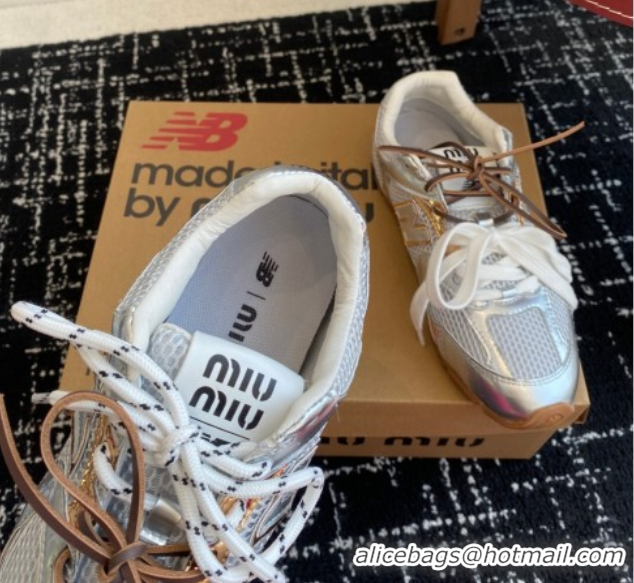Good Looking New Balance x Miu Miu 530 Sneakers in Leather and Mesh Silver 50603128
