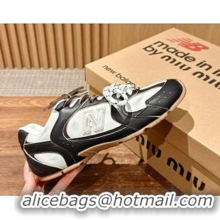 Top Design New Balance x Miu Miu 530 Sneakers in Calf Leather White/Black 0603130