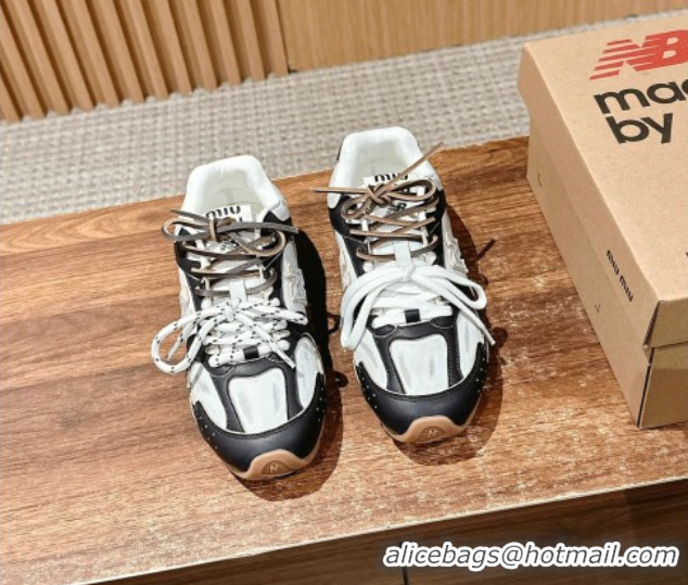 Top Design New Balance x Miu Miu 530 Sneakers in Calf Leather White/Black 0603130