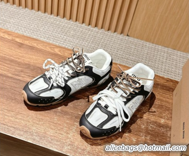 Top Design New Balance x Miu Miu 530 Sneakers in Calf Leather White/Black 0603130