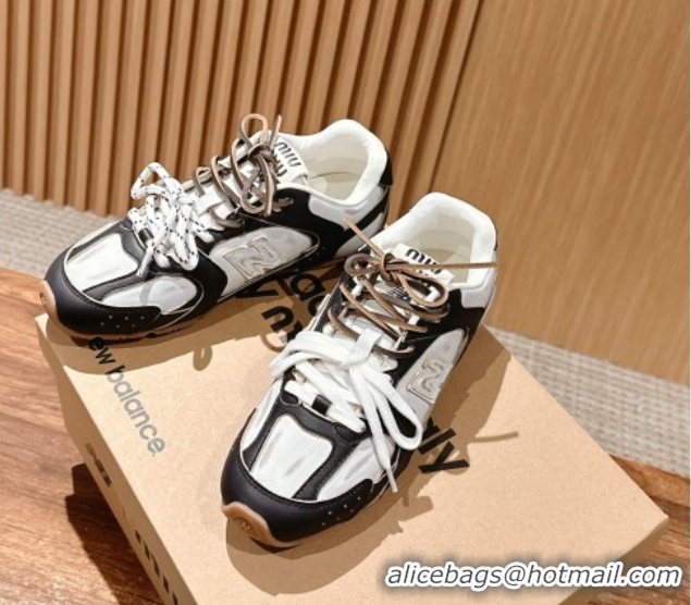 Top Design New Balance x Miu Miu 530 Sneakers in Calf Leather White/Black 0603130