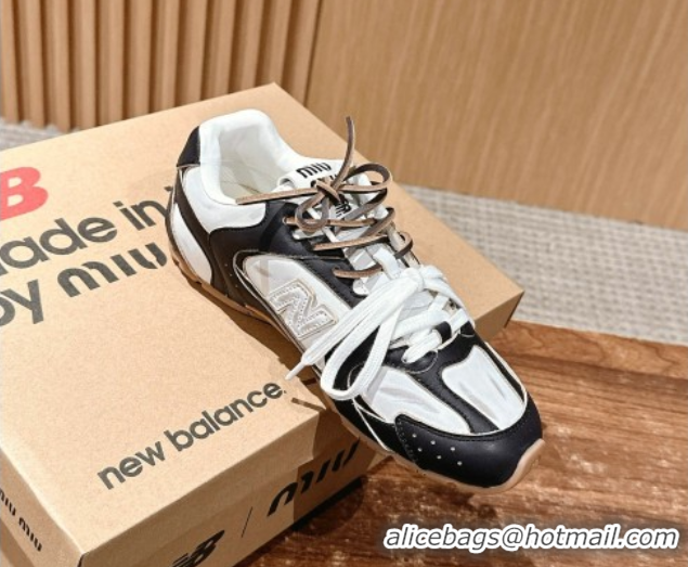 Top Design New Balance x Miu Miu 530 Sneakers in Calf Leather White/Black 0603130