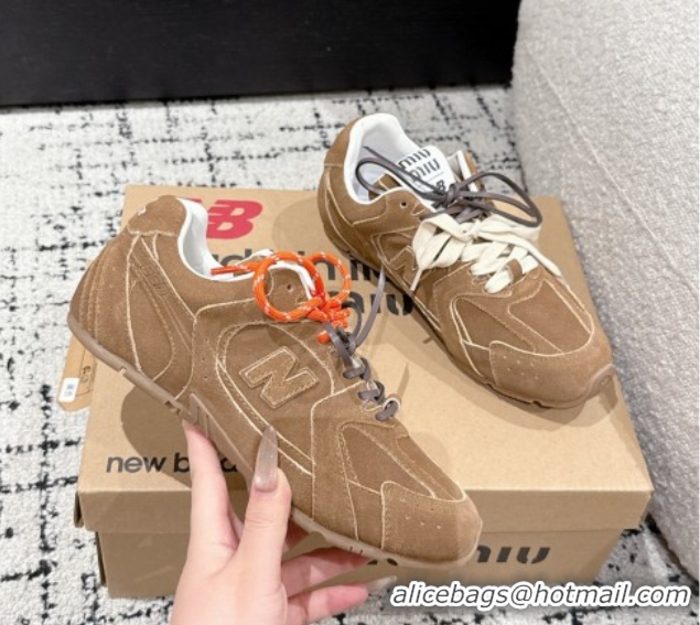 Luxury Cheap New Balance x Miu Miu 530 Sneakers in Suede Brown 0603133