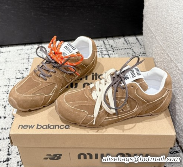 Luxury Cheap New Balance x Miu Miu 530 Sneakers in Suede Brown 0603133
