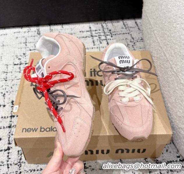 Cheap Price New Balance x Miu Miu 530 Sneakers in Suede Light Pink 0603135