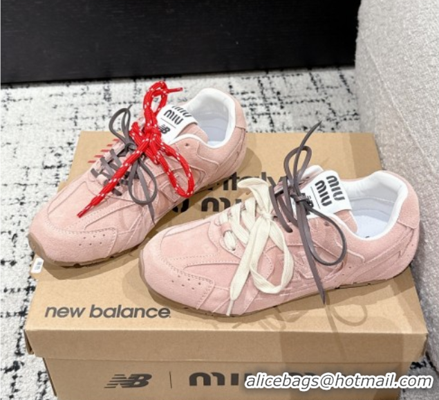 Cheap Price New Balance x Miu Miu 530 Sneakers in Suede Light Pink 0603135