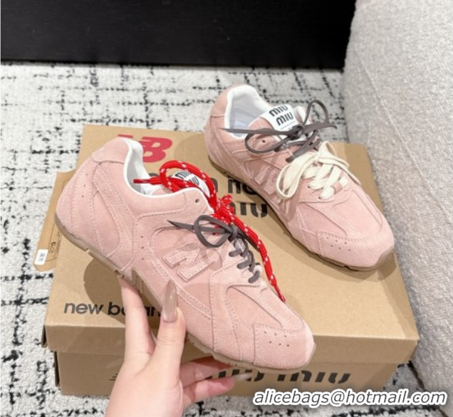 Cheap Price New Balance x Miu Miu 530 Sneakers in Suede Light Pink 0603135