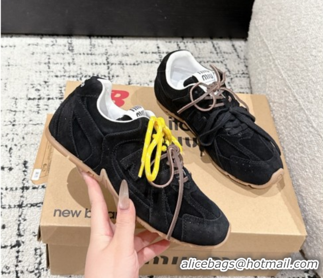 Good Quality New Balance x Miu Miu 530 Sneakers in Suede Black 0603136