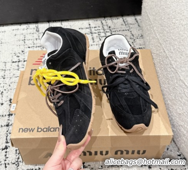 Good Quality New Balance x Miu Miu 530 Sneakers in Suede Black 0603136