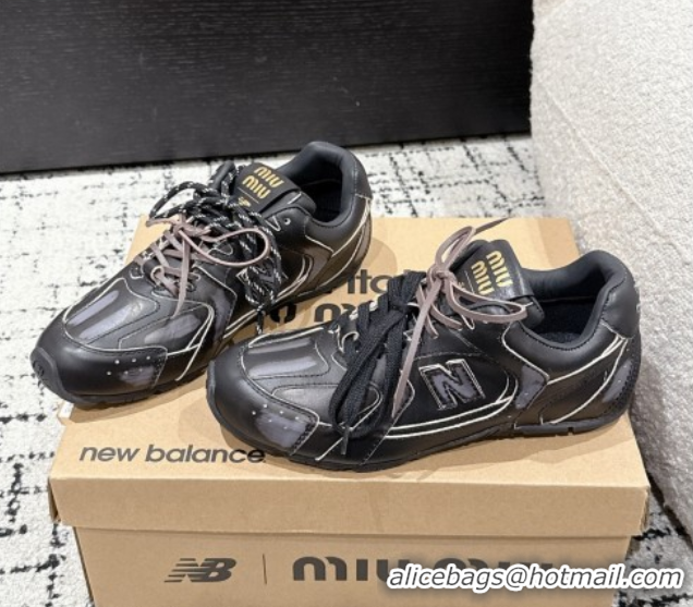 Buy Discount New Balance x Miu Miu 530 Sneakers in Faded Leather Black 0603137