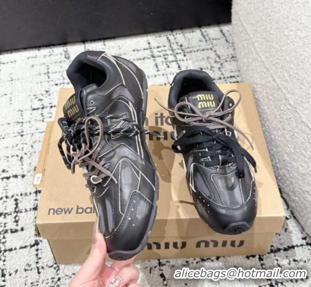 Buy Discount New Balance x Miu Miu 530 Sneakers in Faded Leather Black 0603137