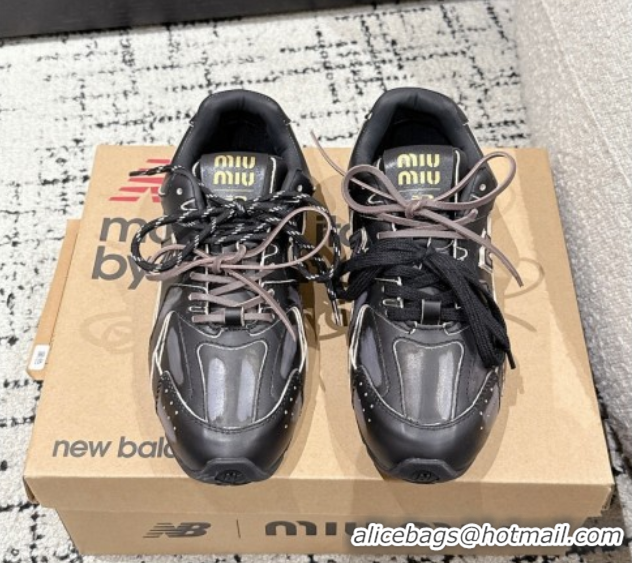 Buy Discount New Balance x Miu Miu 530 Sneakers in Faded Leather Black 0603137