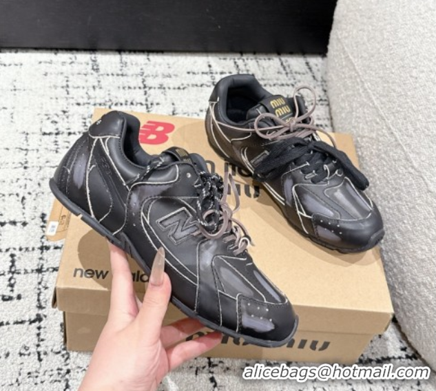 Buy Discount New Balance x Miu Miu 530 Sneakers in Faded Leather Black 0603137