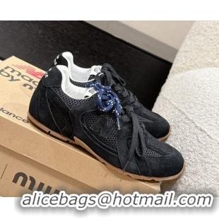 Durable New Balance x Miu Miu 530 Sneakers in Suede and Mesh Black 0603139