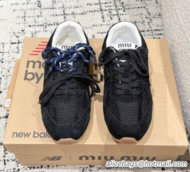 Durable New Balance x Miu Miu 530 Sneakers in Suede and Mesh Black 0603139