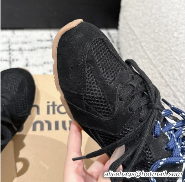 Durable New Balance x Miu Miu 530 Sneakers in Suede and Mesh Black 0603139
