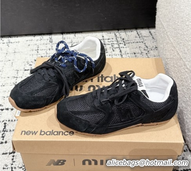 Durable New Balance x Miu Miu 530 Sneakers in Suede and Mesh Black 0603139