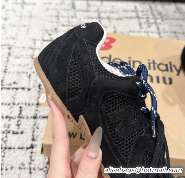 Durable New Balance x Miu Miu 530 Sneakers in Suede and Mesh Black 0603139