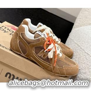 Pretty Style New Balance x Miu Miu 530 Sneakers in Suede and Mesh Brown 0603140
