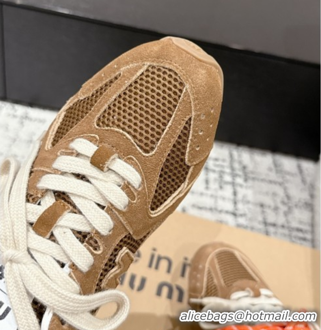 Pretty Style New Balance x Miu Miu 530 Sneakers in Suede and Mesh Brown 0603140