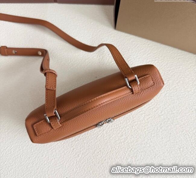 Original Discount Loro Piana LP Extra Pocket Pouch L19 in Grained Calfskin FAI8393 Tabac Brown/Silver 2025