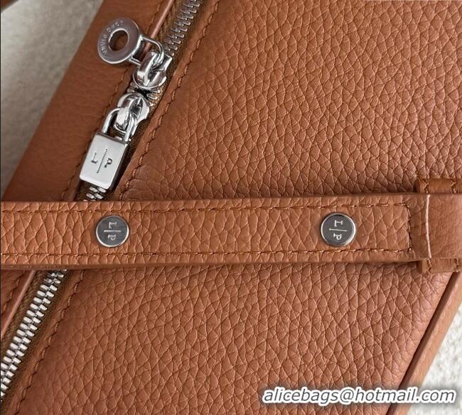 Original Discount Loro Piana LP Extra Pocket Pouch L19 in Grained Calfskin FAI8393 Tabac Brown/Silver 2025
