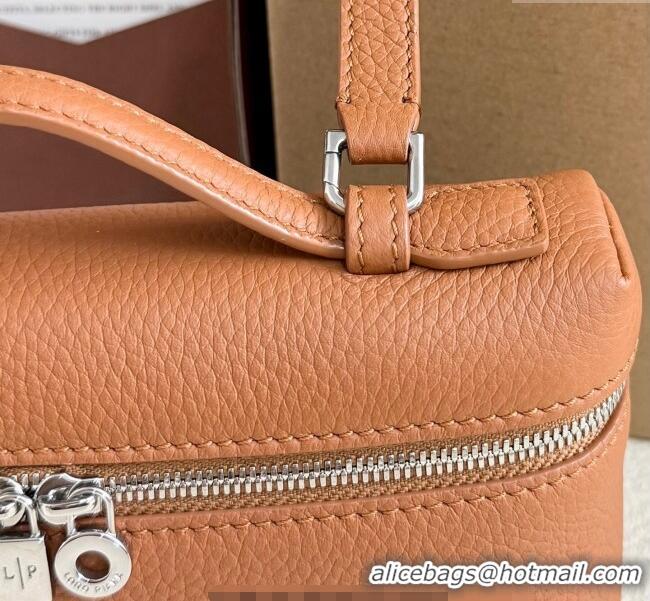 Original Discount Loro Piana LP Extra Pocket Pouch L19 in Grained Calfskin FAI8393 Tabac Brown/Silver 2025