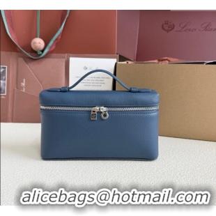 Modern Classic Loro Piana LP Extra Pocket Pouch L19 in Grained Calfskin FAI8393 Iris Blue 2025