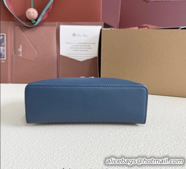 Modern Classic Loro Piana LP Extra Pocket Pouch L19 in Grained Calfskin FAI8393 Iris Blue 2025