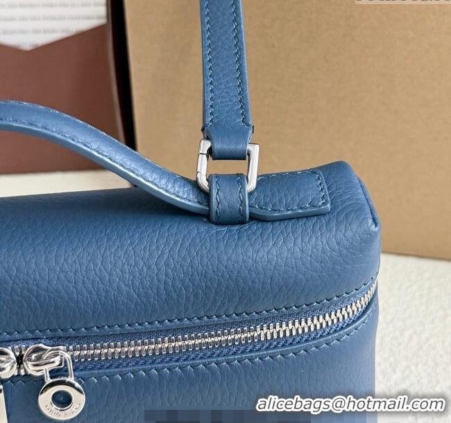 Modern Classic Loro Piana LP Extra Pocket Pouch L19 in Grained Calfskin FAI8393 Iris Blue 2025