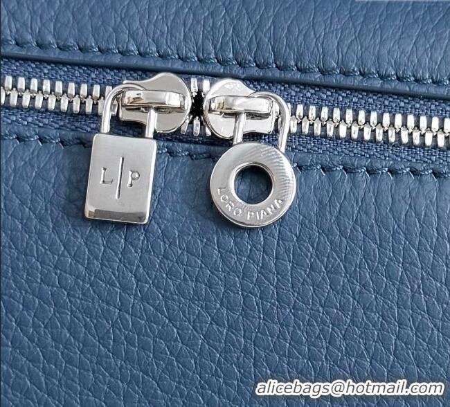 Modern Classic Loro Piana LP Extra Pocket Pouch L19 in Grained Calfskin FAI8393 Iris Blue 2025