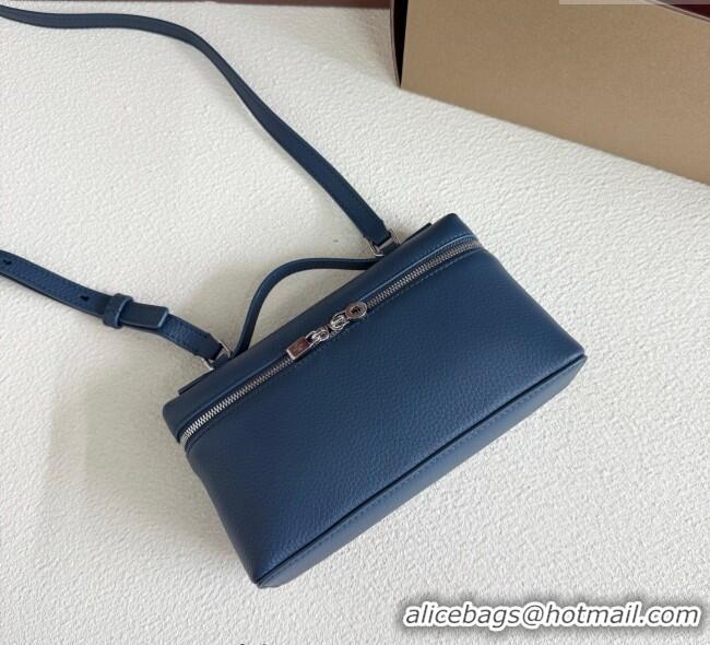 Modern Classic Loro Piana LP Extra Pocket Pouch L19 in Grained Calfskin FAI8393 Iris Blue 2025