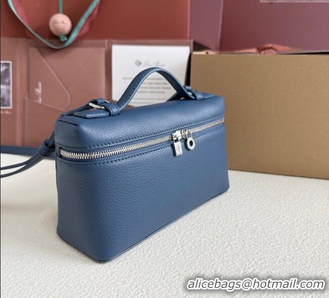 Modern Classic Loro Piana LP Extra Pocket Pouch L19 in Grained Calfskin FAI8393 Iris Blue 2025