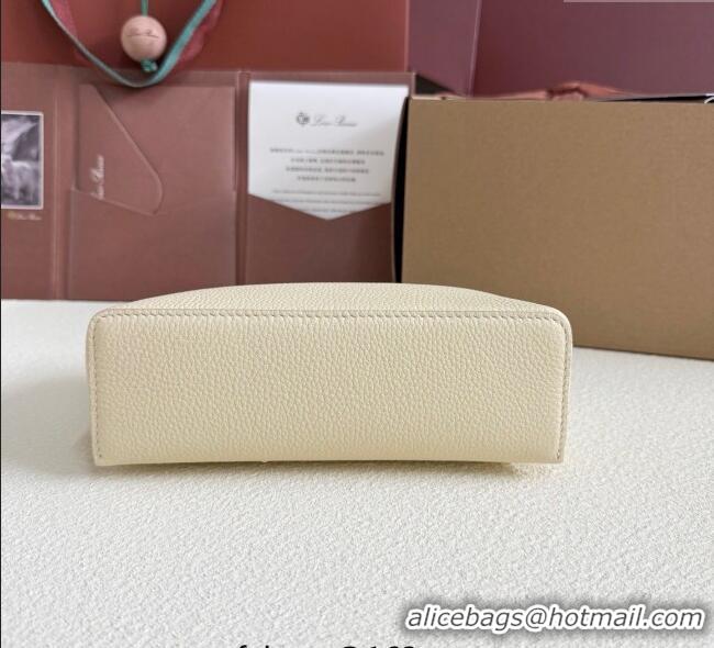 Spot Bulk Loro Piana LP Extra Pocket Pouch L19 in Grained Calfskin FAI8393 Cream White 2025