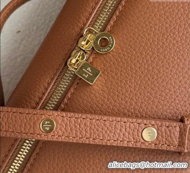 Best Price Loro Piana LP Extra Pocket Pouch L19 in Grained Calfskin FAI8393 Tabac Brown/Gold 2025