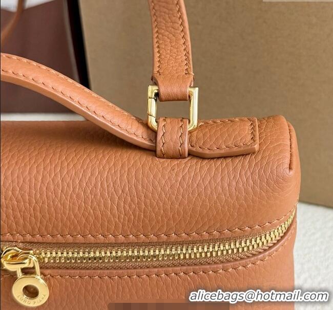 Best Price Loro Piana LP Extra Pocket Pouch L19 in Grained Calfskin FAI8393 Tabac Brown/Gold 2025