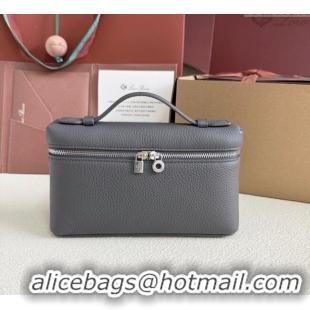 Discount Loro Piana LP Extra Pocket Pouch L19 in Grained Calfskin FAI8393 Dark Grey 2025