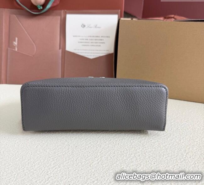 Discount Loro Piana LP Extra Pocket Pouch L19 in Grained Calfskin FAI8393 Dark Grey 2025