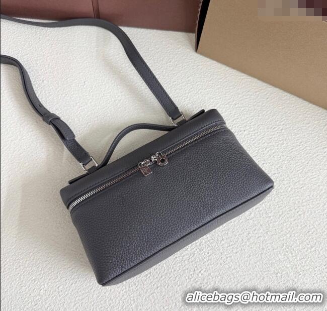 Discount Loro Piana LP Extra Pocket Pouch L19 in Grained Calfskin FAI8393 Dark Grey 2025