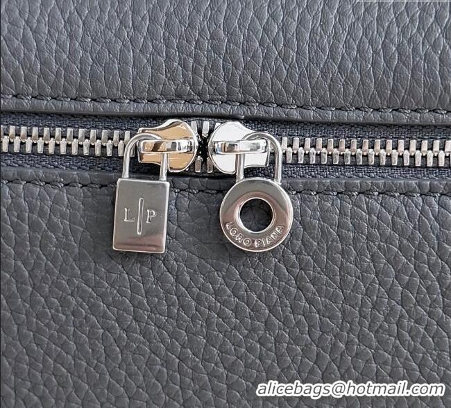 Discount Loro Piana LP Extra Pocket Pouch L19 in Grained Calfskin FAI8393 Dark Grey 2025