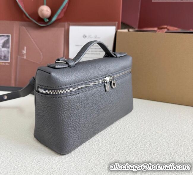 Discount Loro Piana LP Extra Pocket Pouch L19 in Grained Calfskin FAI8393 Dark Grey 2025