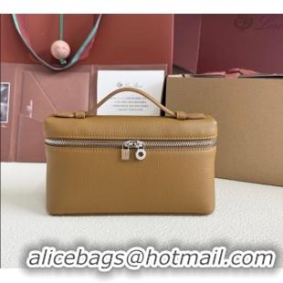 Top Grade Loro Piana LP Extra Pocket Pouch L19 in Grained Calfskin FAI8393 Jungle Brown 2025