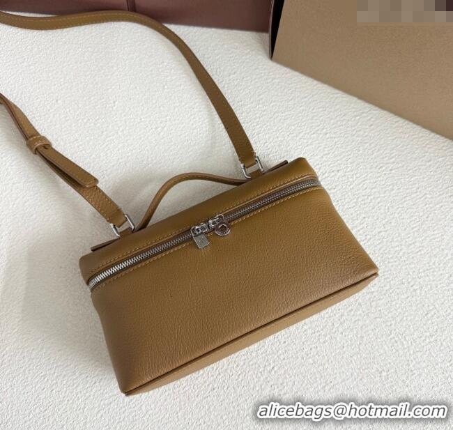 Top Grade Loro Piana LP Extra Pocket Pouch L19 in Grained Calfskin FAI8393 Jungle Brown 2025