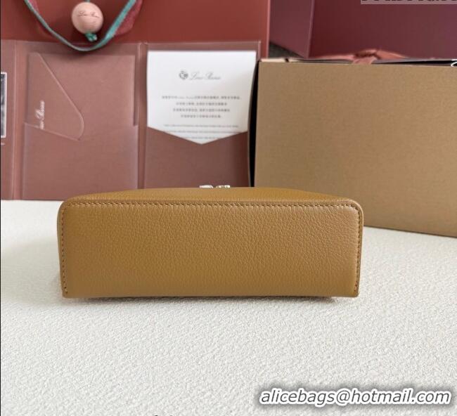 Top Grade Loro Piana LP Extra Pocket Pouch L19 in Grained Calfskin FAI8393 Jungle Brown 2025