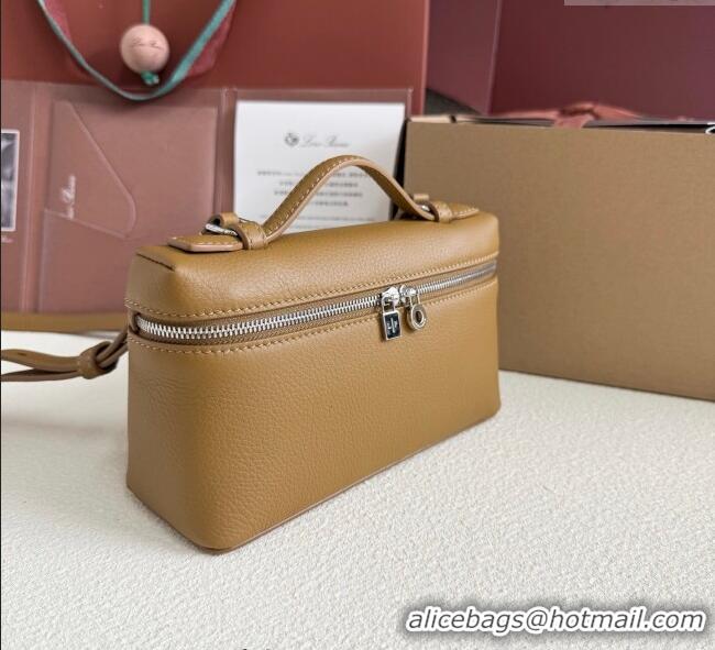 Top Grade Loro Piana LP Extra Pocket Pouch L19 in Grained Calfskin FAI8393 Jungle Brown 2025