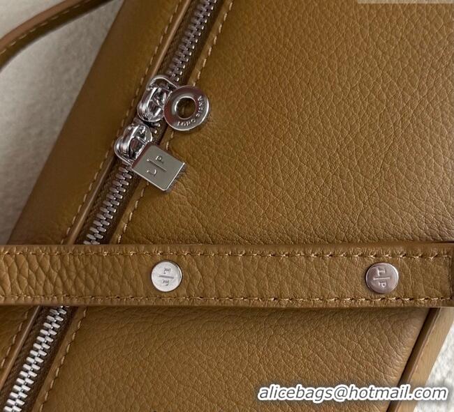 Top Grade Loro Piana LP Extra Pocket Pouch L19 in Grained Calfskin FAI8393 Jungle Brown 2025